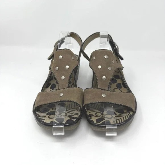 EUC FLY London Odum Brown Suede‎ Leather Wedge Sandals 40